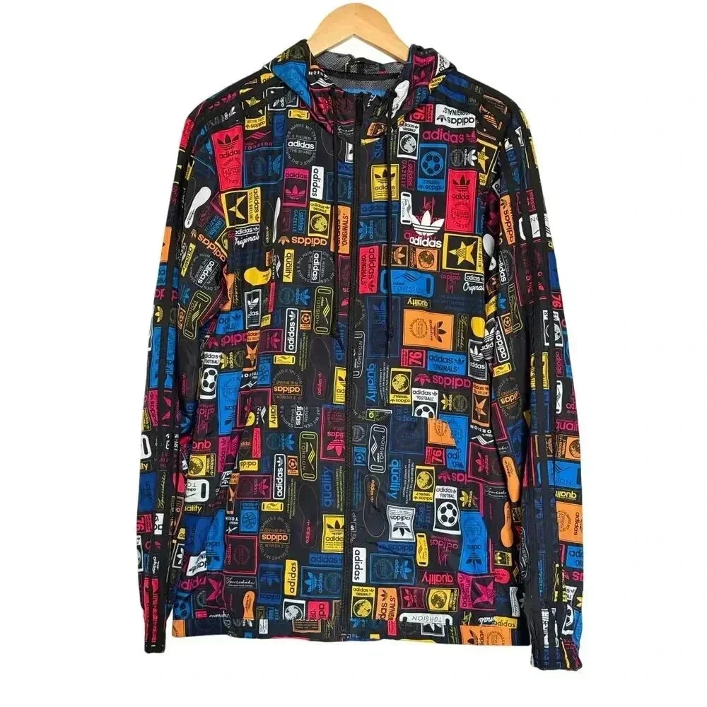 RARE Adidas Originals Men's Street Graphic Logo Windbreaker Hoodie Size M